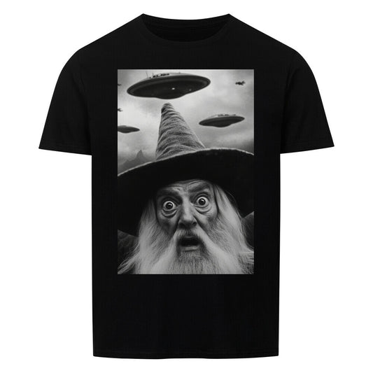 T-Shirt Unisex Funny Wizard with Ufos lustiger Zauberer mit Ufos