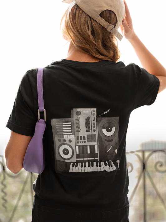 Damen T-Shirt Music Piano Backprint