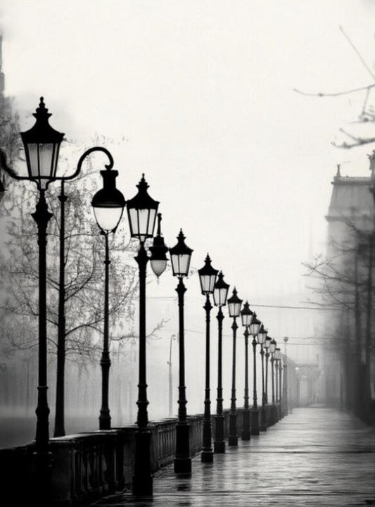 Fotografie schwarz weiß Laternen auf Leinwand gedruckt