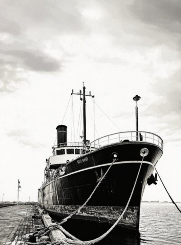Fotografie schwarz weiß Schiff auf Leinwand gedruckt