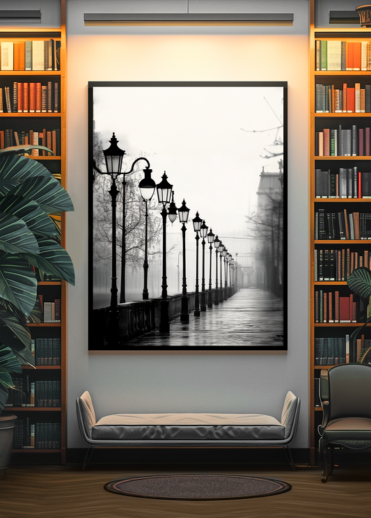 Fotografie schwarz weiß Laternen auf Leinwand gedruckt