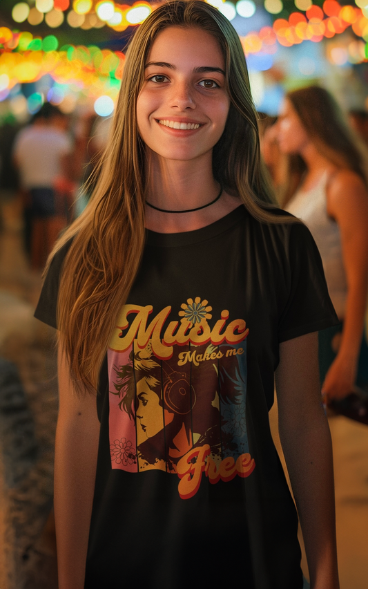 Damen T-Shirt Music makes me Free