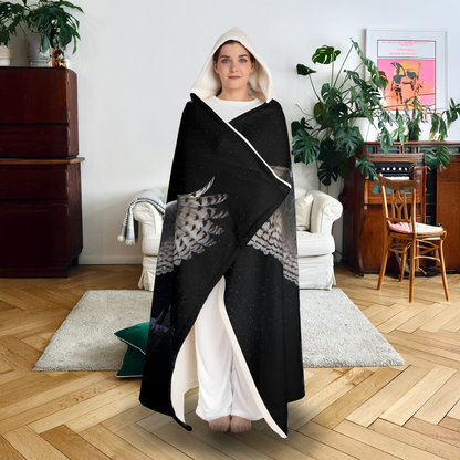 Sherpa-Fleecedecke mit Kapuze - Magic Snowy Owl