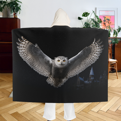 Sherpa-Fleecedecke mit Kapuze - Magic Snowy Owl