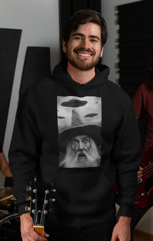 Hoodie Funny Wizard with Ufos lustiger Zauberer mit Ufos