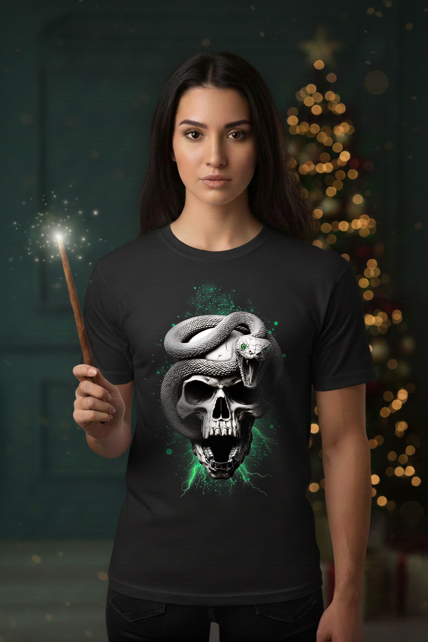 Damen T-Shirt Skull and Snake