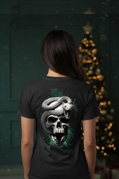Damen T-Shirt Skull and Snake Backprint