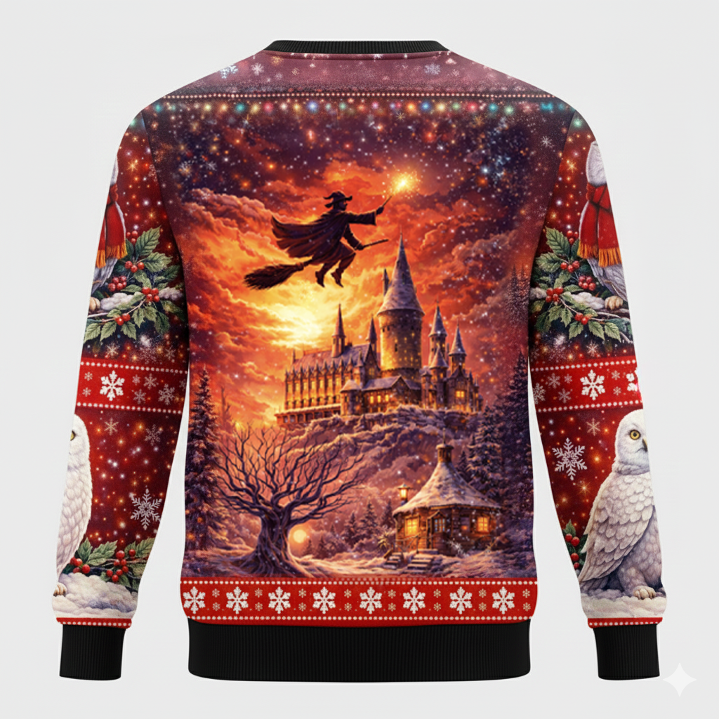Sweatshirt Magical Winter Castle with Snowy Owl