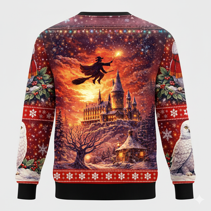 Sweatshirt Magical Winter Castle with Snowy Owl