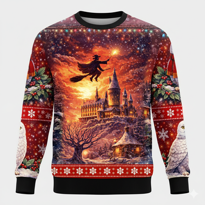 Sweatshirt Magical Winter Castle with Snowy Owl