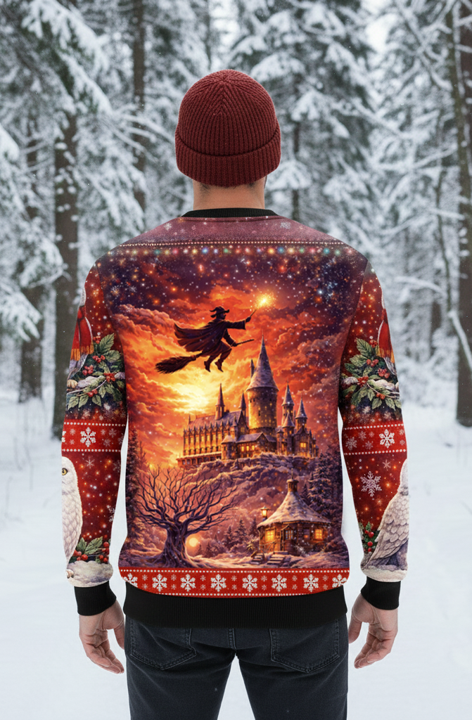 Sweatshirt Magical Winter Castle with Snowy Owl