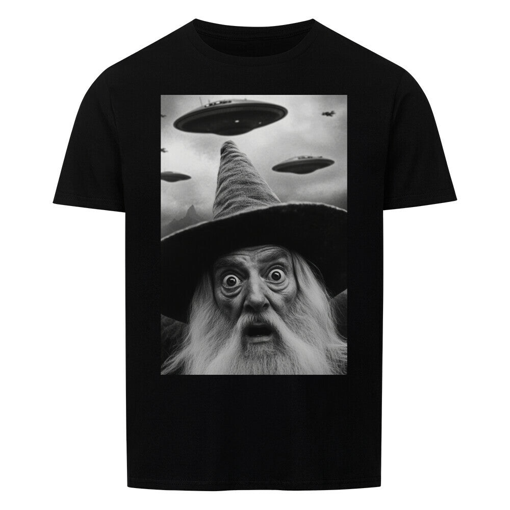 T-Shirt Unisex Funny Wizard with Ufos lustiger Zauberer mit Ufos