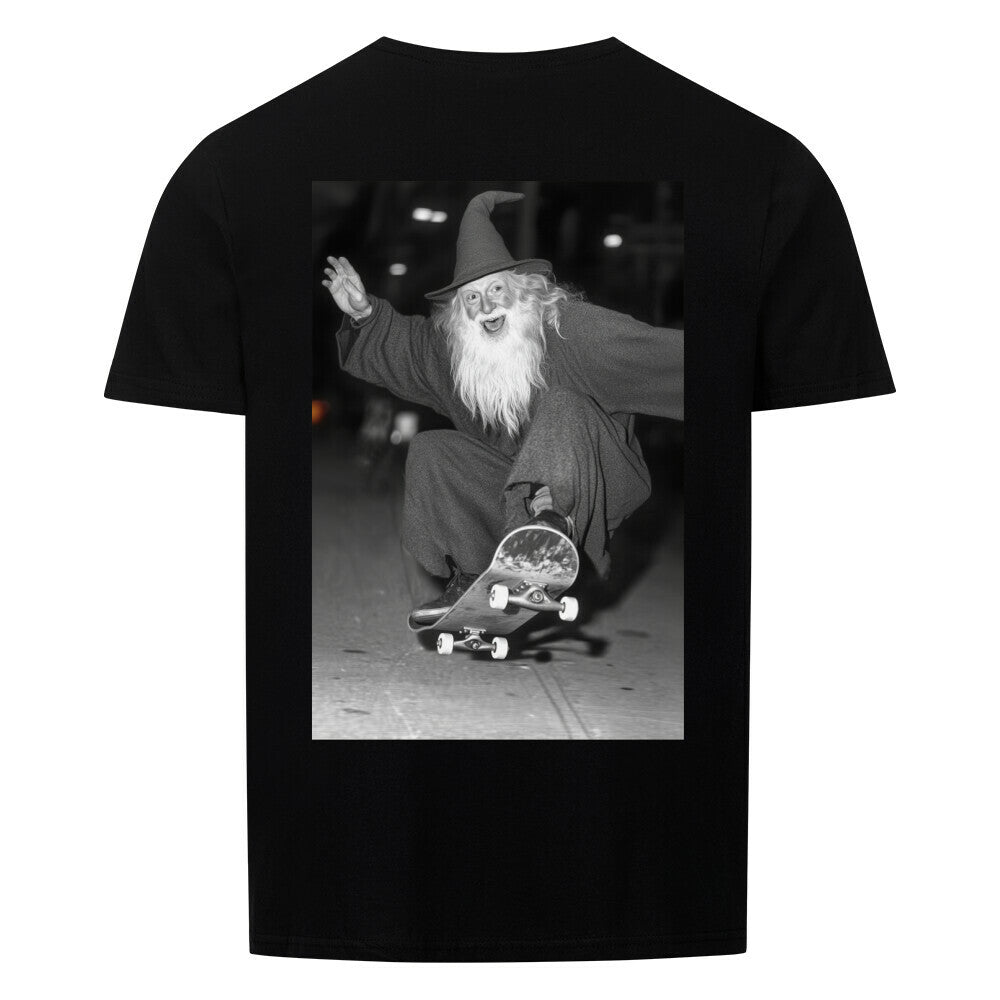 T-Shirt Unisex Happy skateboarding Wizard Backprint Glücklicher_skateboardender_Zauberer