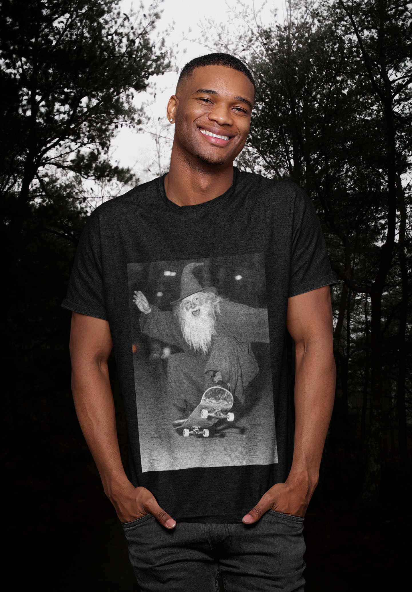 T-Shirt Unisex Happy skateboarding Wizard Glücklicher_skateboardender_Zauberer