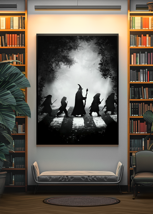 Walking Wizard with Dwarves auf Leinwand