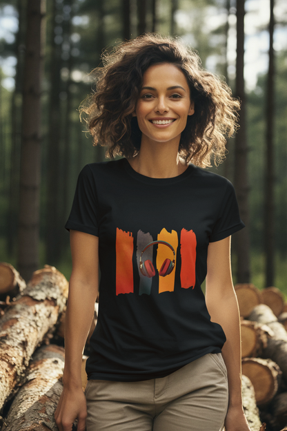 Damen T-Shirt Kopfhörer