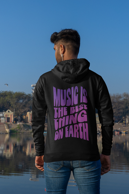 Hoodie Music is the Best Thing on Earth purple Backprint