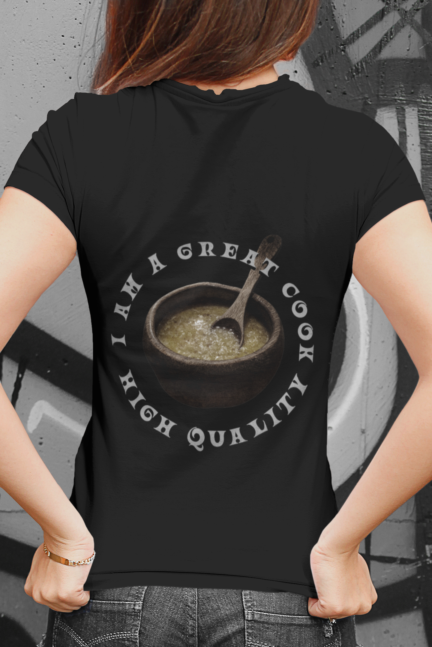 Damen T-Shirt I am a great cook Backprint