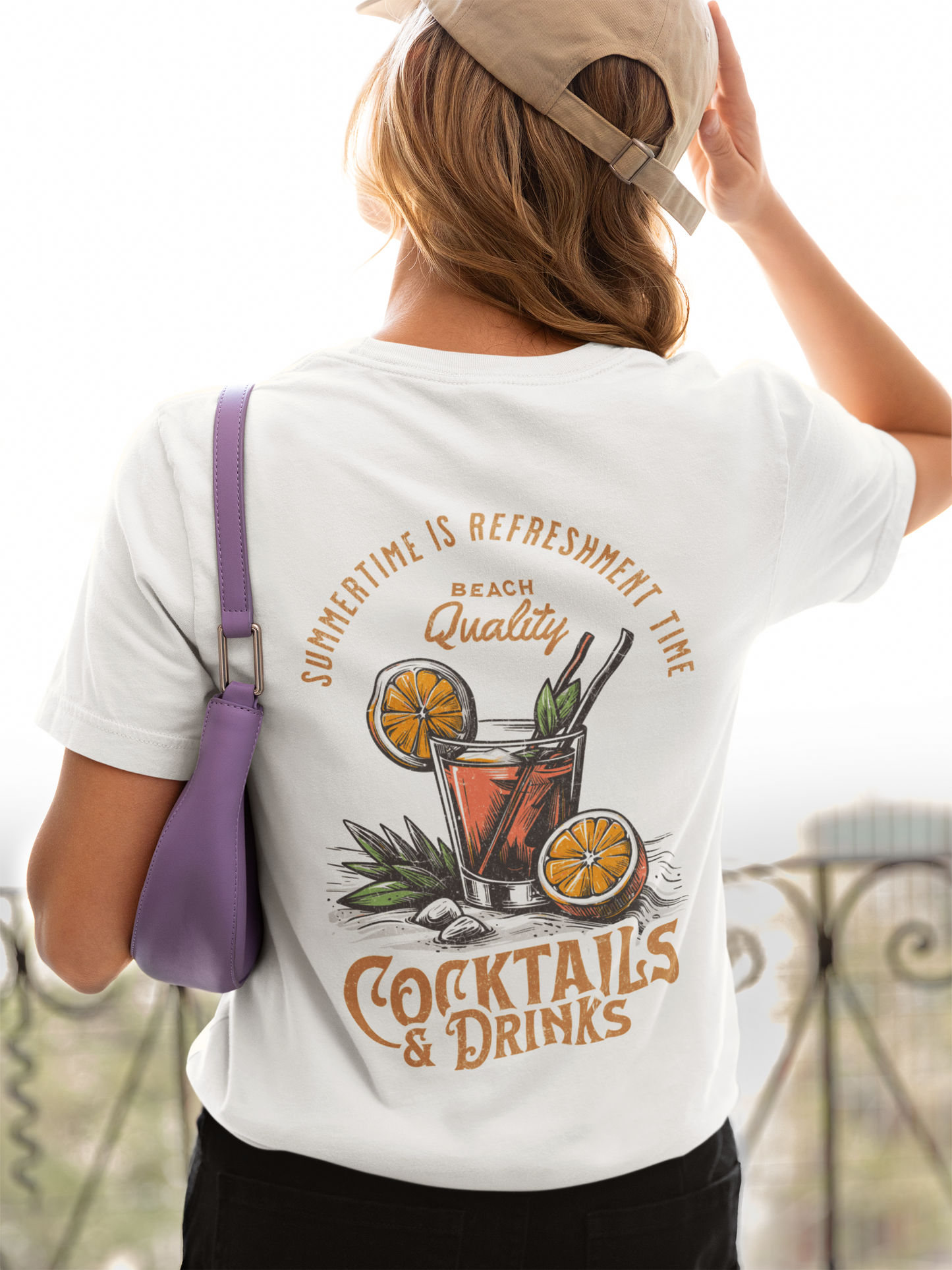 Damen T-Shirt Cocktails and Drinks Backprint