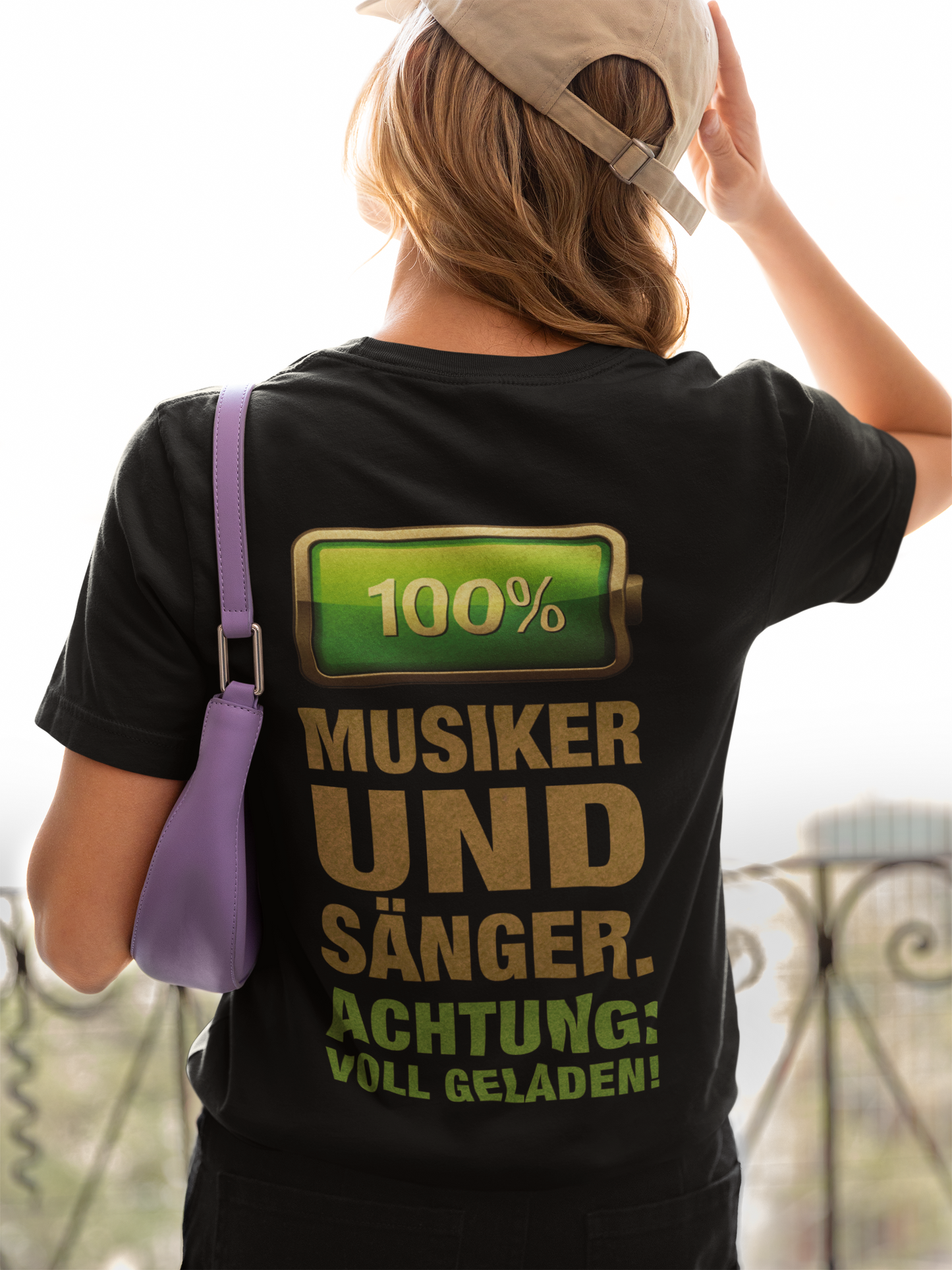 Damen T-Shirt 100% Musiker & Sänger Backprint