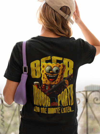 Damen T-Shirt Beer Music and Party Backprint