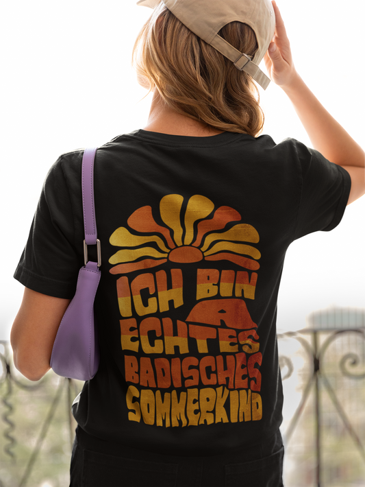 Damen T-Shirt Ich bin a echtes badisches Sommerkind Backprint