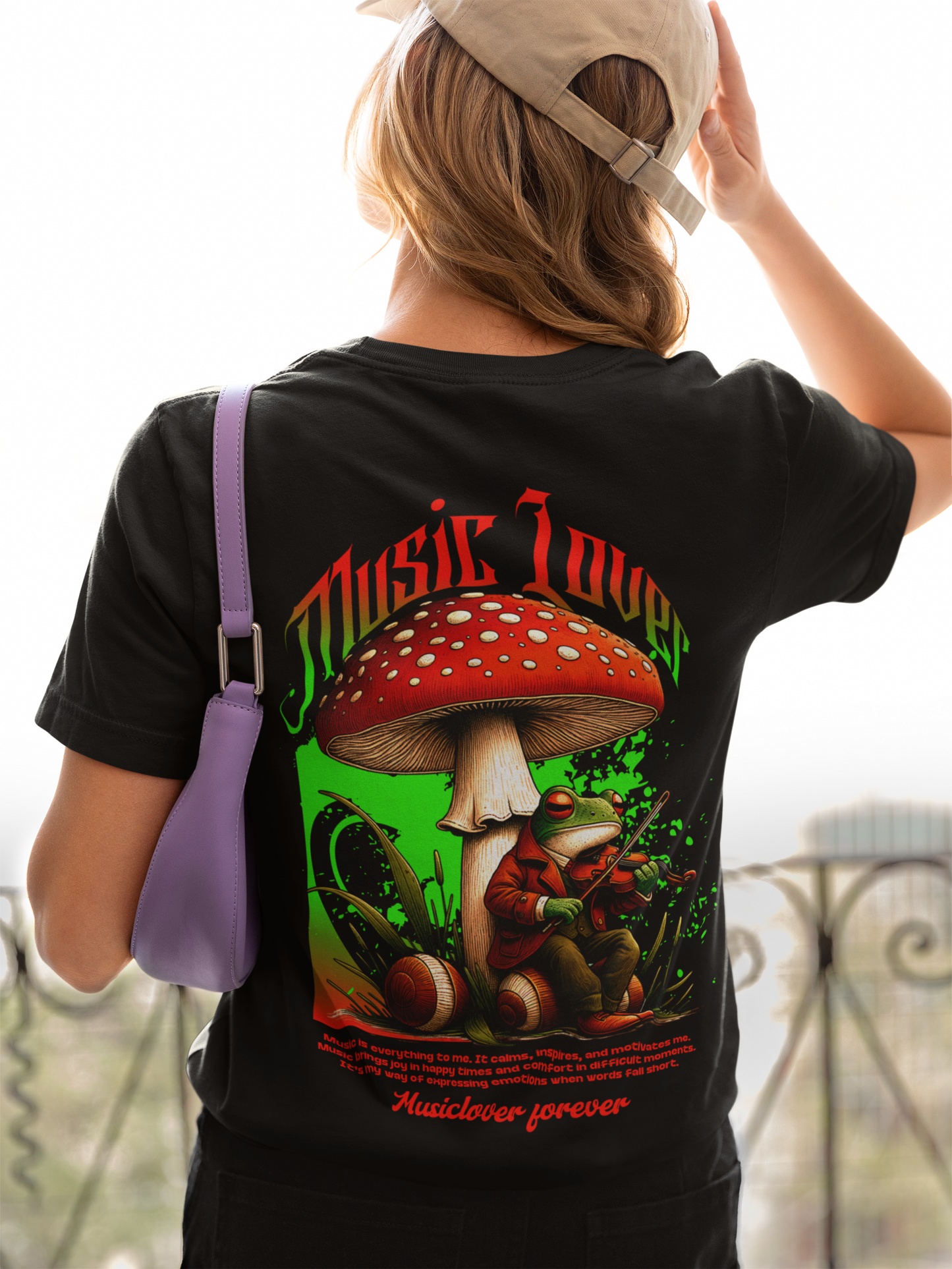 Damen T-Shirt Music Lover Backprint