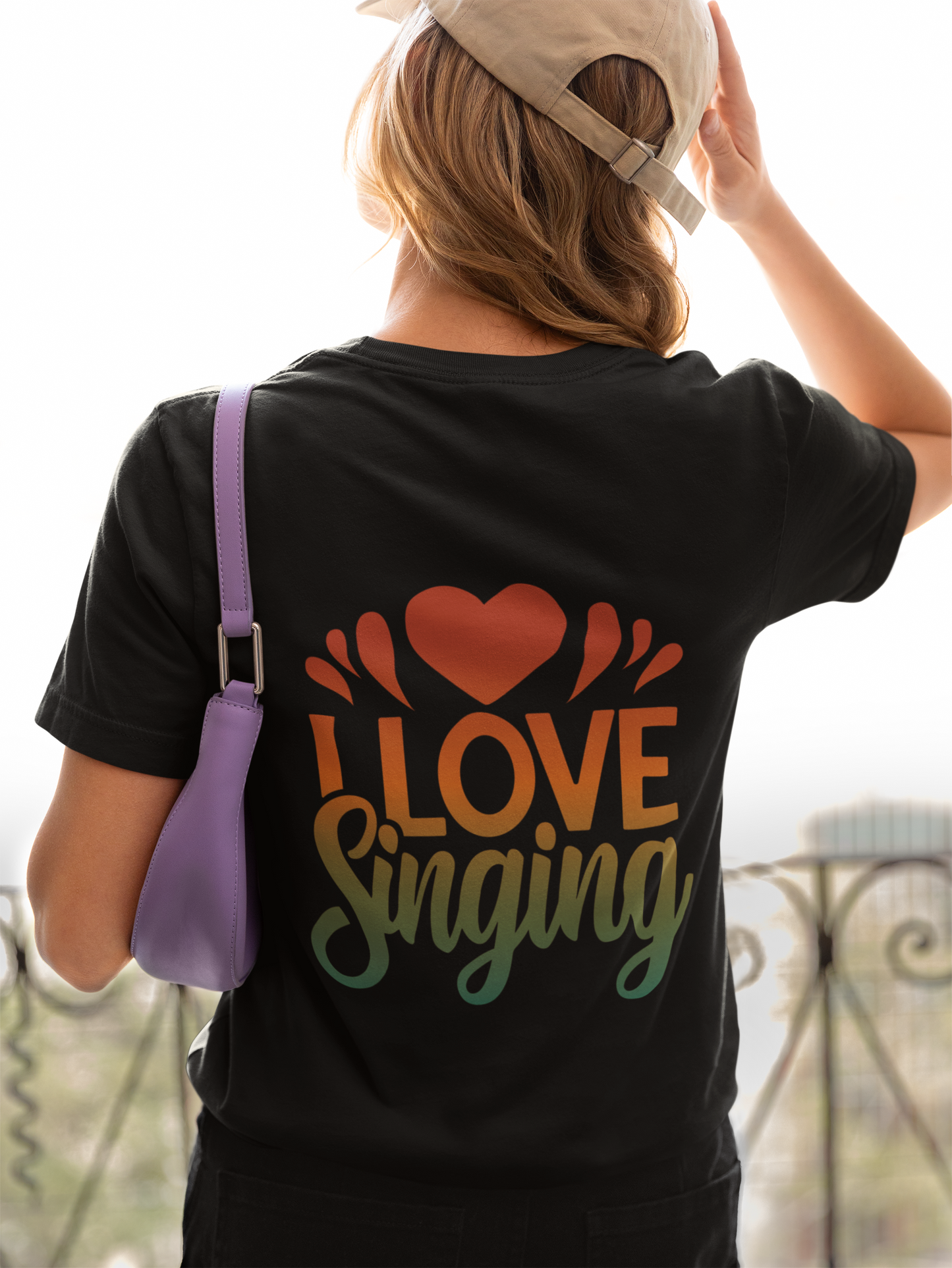 Damen T-Shirt I Love Singing Backprint