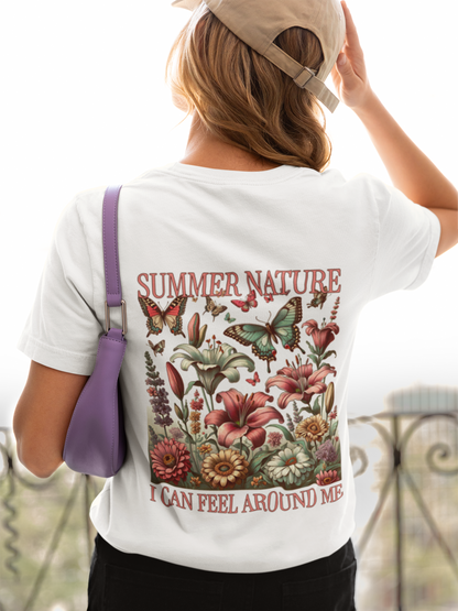 Damen T-Shirt Summer Nature Backprint