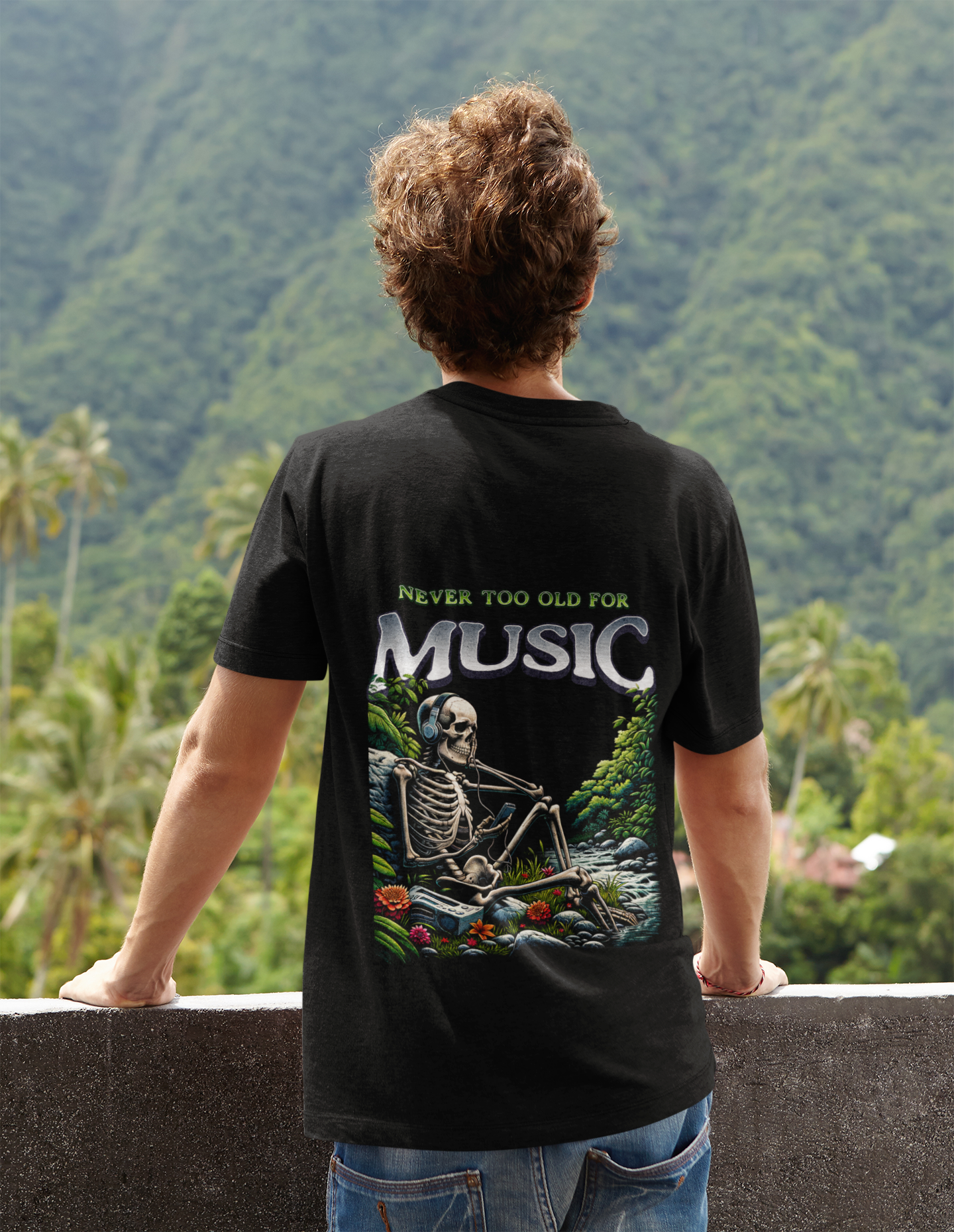 Never too old for Music_Backprint Basic Shirt Unisex