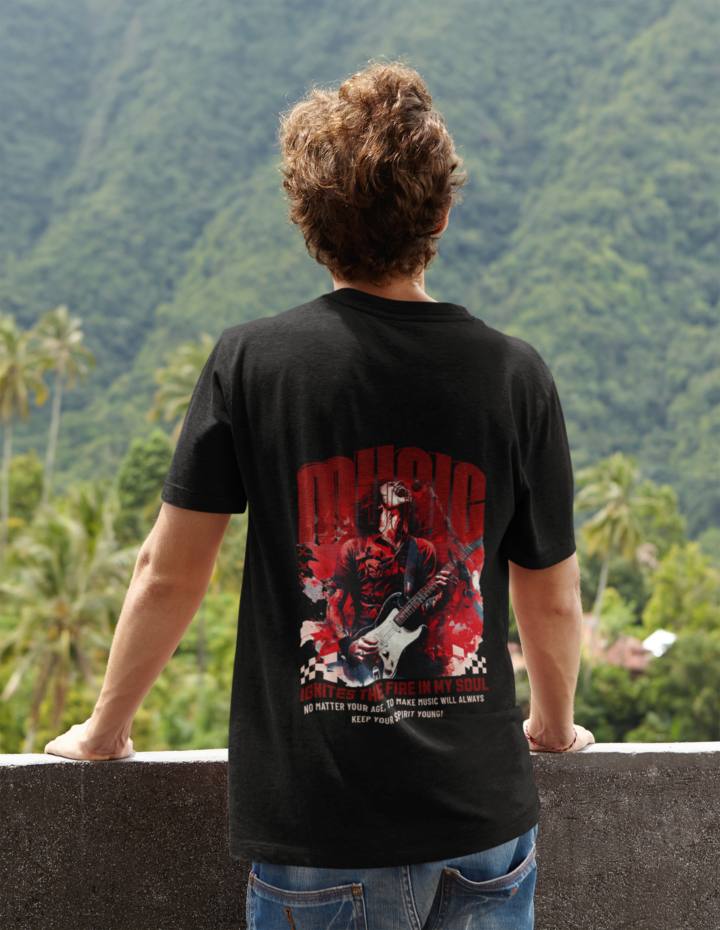 T-Shirt Music ignites the fire in my Soul Unisex Backprint