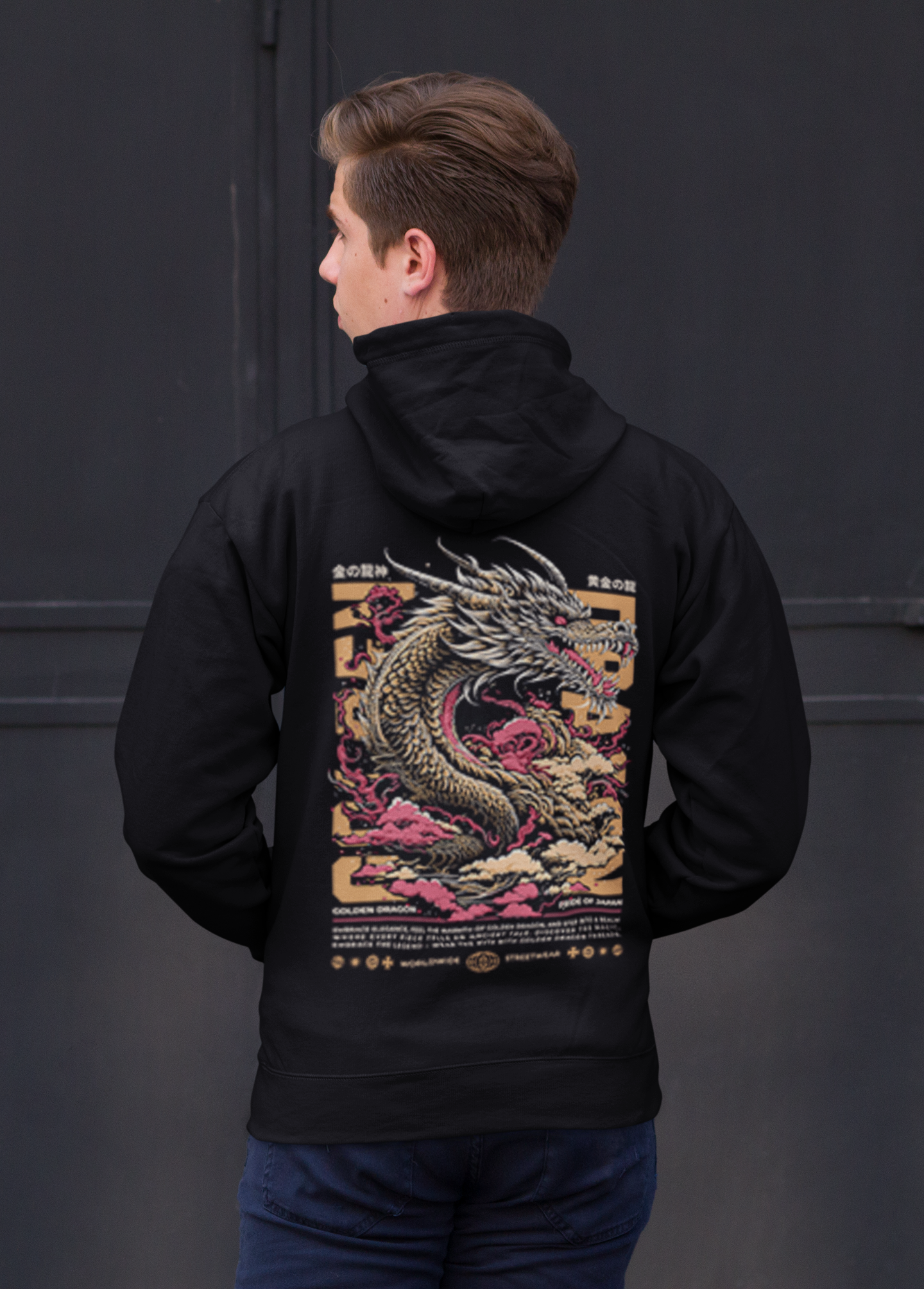 Hoodie Golden Dragon Backprint