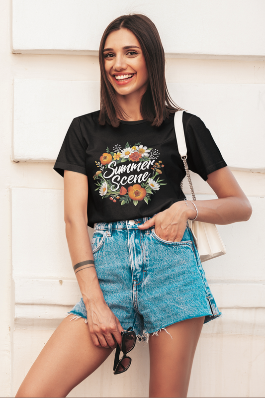 Damen T-Shirt Summer Scene