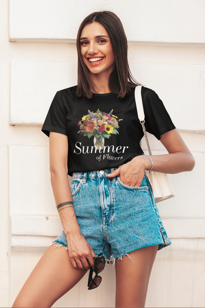Damen T-Shirt Flowers weiß