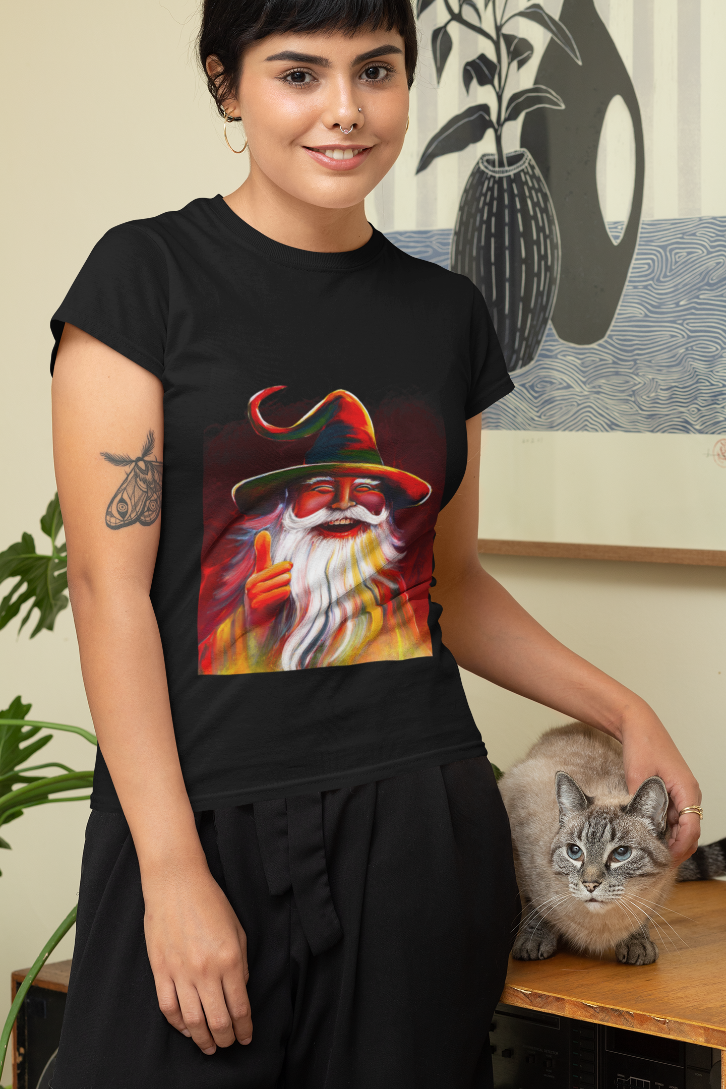 Damen T-Shirt Happy Wizard