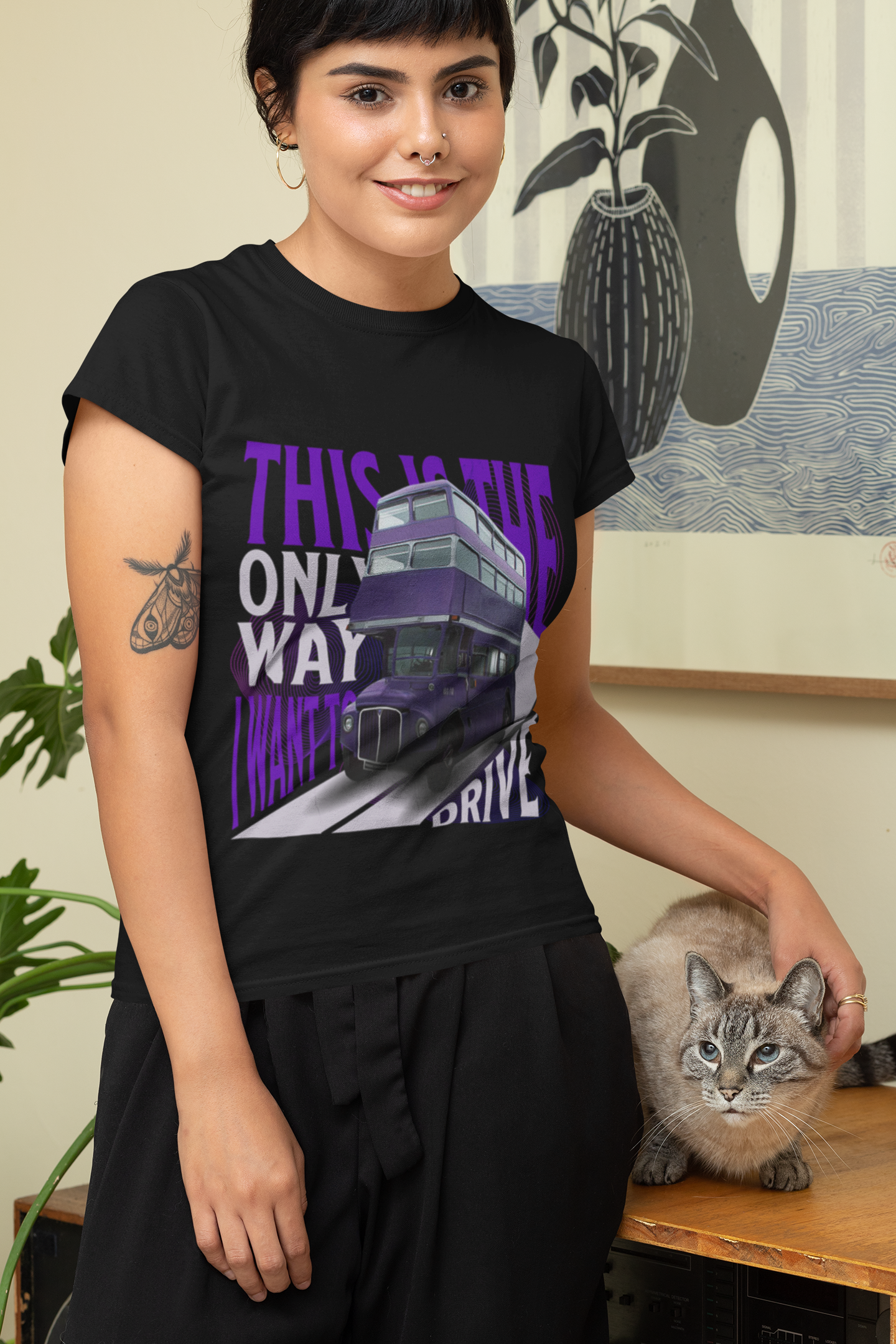 Damen T-Shirt Purple Magic Bus