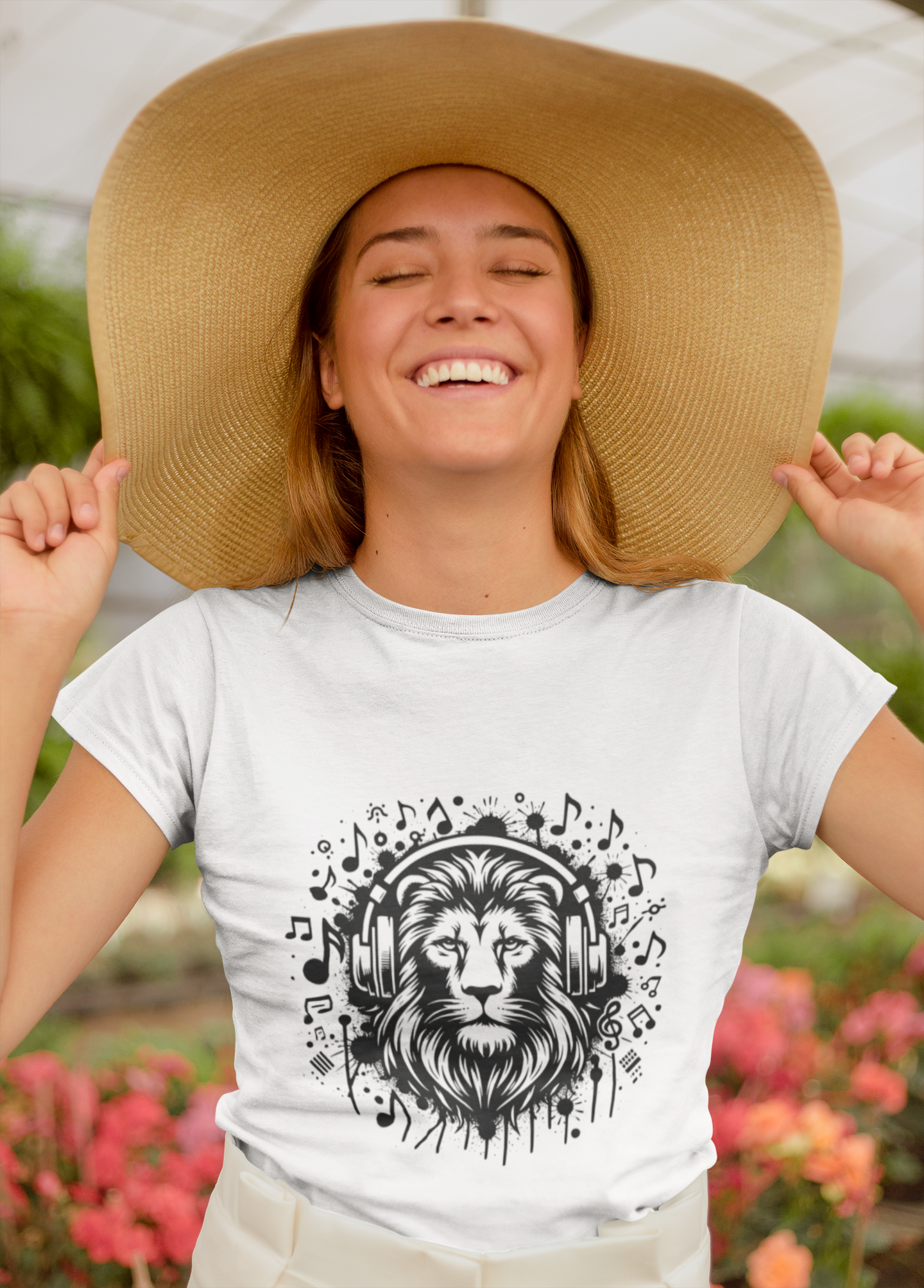 Damen T-Shirt Music Lion