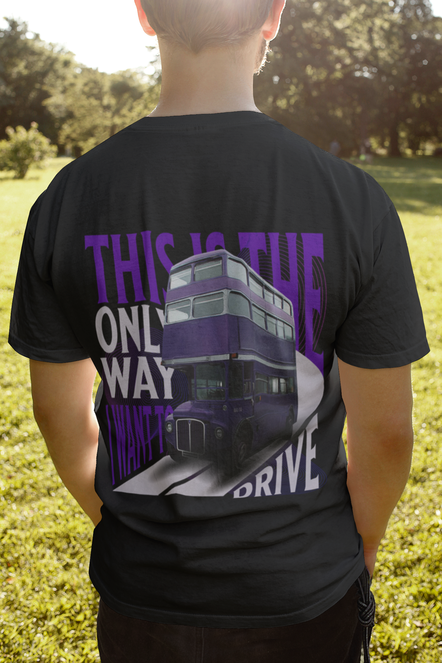 T-Shirt Unisex  Purple Magic Bus Backprint